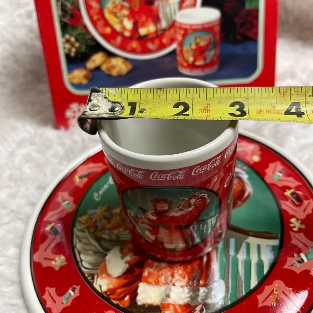 1998 Enesco Coca Cola Santa Cookie Plate & Tumbler Set